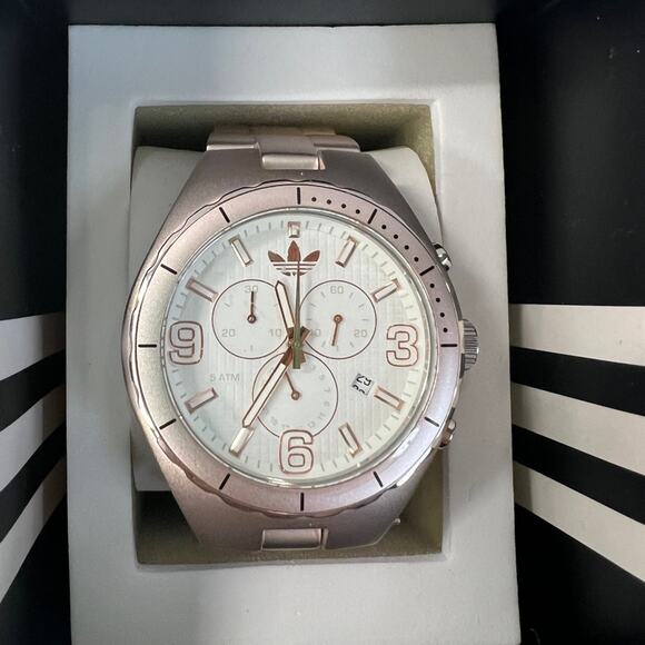 Adidas Metallic Silver Watch with White Dial - Picture 3 of 7